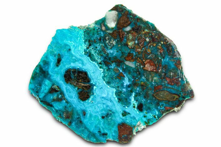 Polished Banded Chrysocolla Section - Bagdad Mine, Arizona #378881